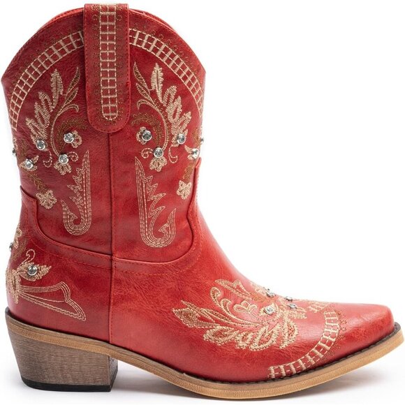 Cusolemore Cowboy Boots for Women Sparkly Rhinestone Cowgirl Ankle Boots - Picture 3 of 8